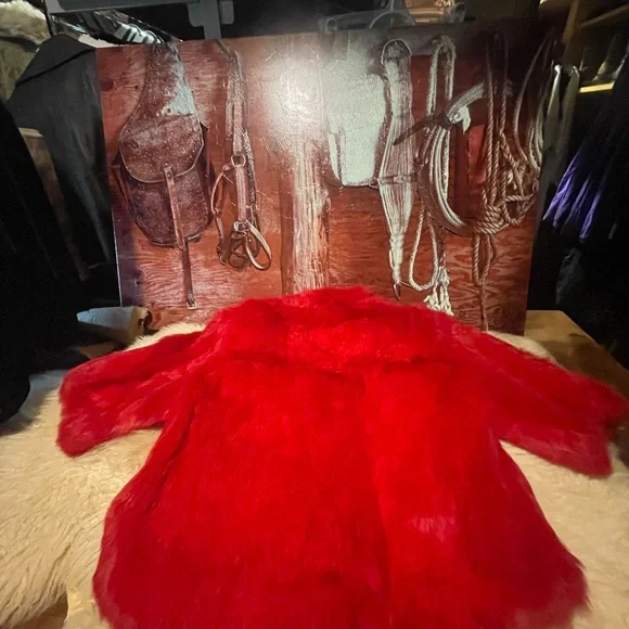 Red Rabbit Fur Jacket - Picture 9 of 10